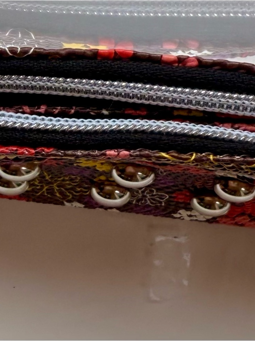 Boho Chic Floral Embossed Brown Multi-Color Zipper Wallet - Picture 6 of 7